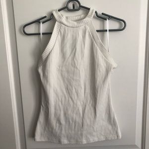 Bebe White ribbed halter top
